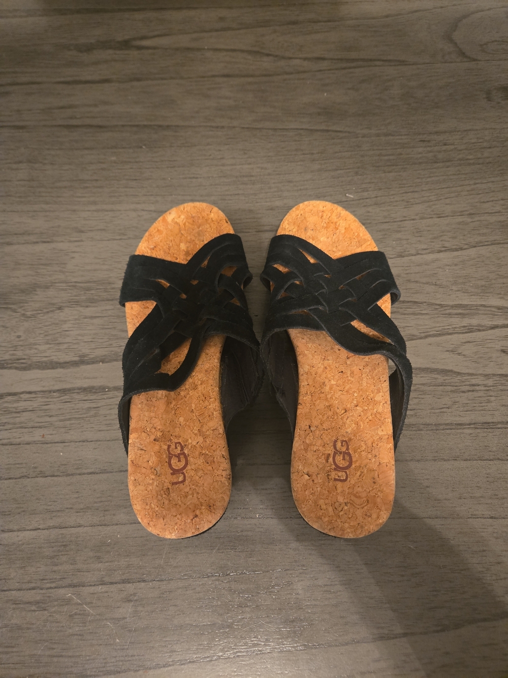 UGG Australia 1019976 Lilah Wedge Black Suede Shoes Sandals US 8.5 - Picture 3 of 5